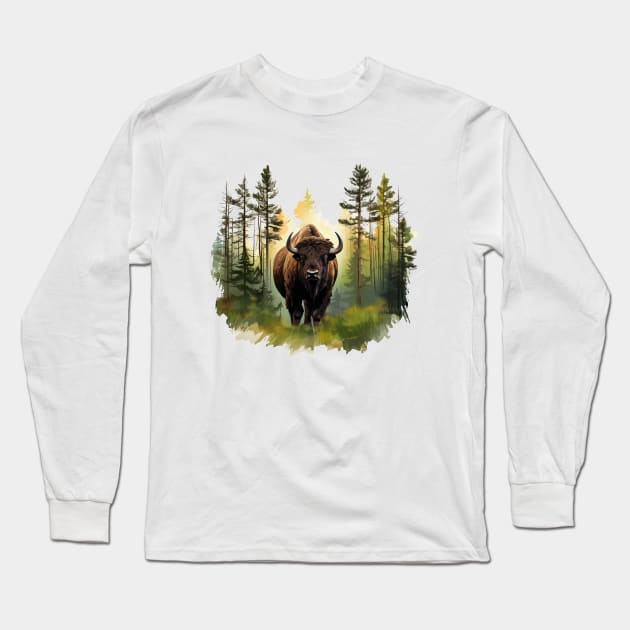 American Bison Long Sleeve T-Shirt by zooleisurelife